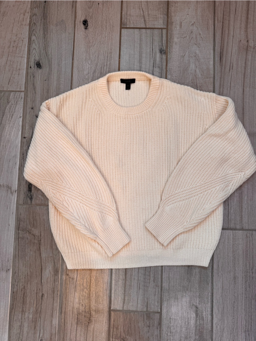 J. Crew Soft Cream Textured Crewneck Sweater